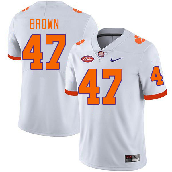 Men #47 Sammy Brown Clemson Tigers College Football Jerseys Stitched-White